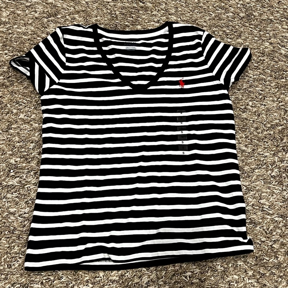 Lauren Ralph Lauren Black and white striped tee
